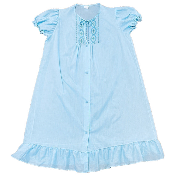 VTG Ballet NY Housecoat Robe Bloomers Blue Floral Coquette Nightgown USA Size Lg